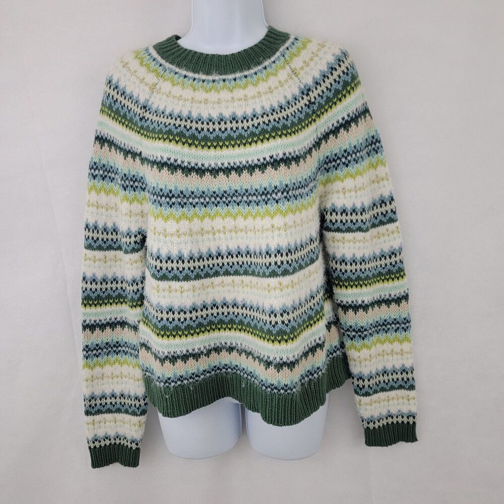 AMERICAN EAGLE Womens Sz S Festive Feels Sweater Fair Isle Nordic GREEN Cottage